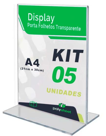 Imagem de Displays Acrilico Em T Tamanho A4 Vertical Mesa Balcão