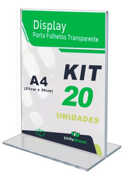 Imagem de Displays Acrilico Em T Tamanho A4 Vertical Mesa Balcão