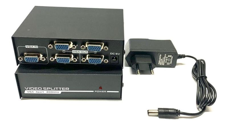 Imagem de Distribuidor De Sinal Splitter Vga 1x4 1 Entrada 4 Saídas