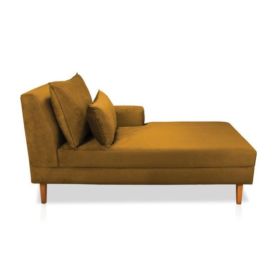 Imagem de Divã Chaise Jade 1,60 Cm Pés chanfrado Suede Mostarda