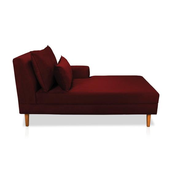 Imagem de Divã Chaise Jade 1,60 Cm Pés chanfrado Suede Vinho