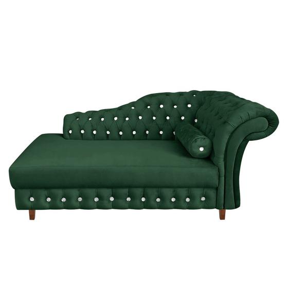 Imagem de Divã Chesterfield Juliette 160Cm Pés Chanfrado Suede Verde