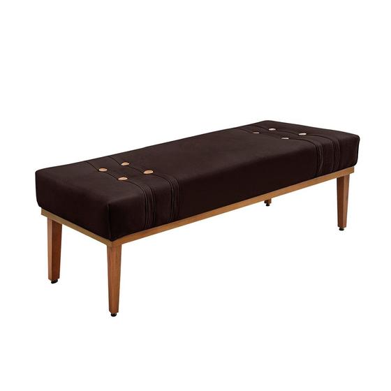 Imagem de Divã Recamier Banco Base Madeira para Quarto Gênova 140cm Suede Café S04 - D'Rossi