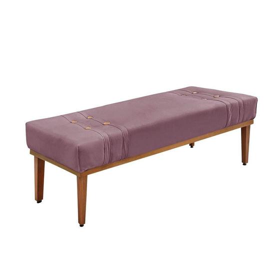 Imagem de Divã Recamier Banco Base Madeira Para Quarto Gênova 195cm Veludo Uva S04 - D'rossi