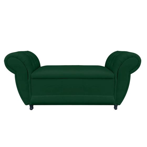 Imagem de Divã Recamier Com Baú Grécia 1,55 cm Suede Verde