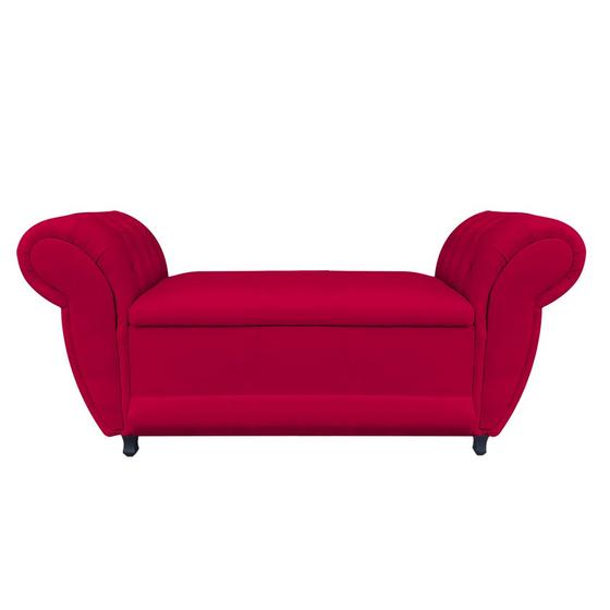 Imagem de Divã Recamier Com Baú Grécia 1,55 Cm Suede Vermelho