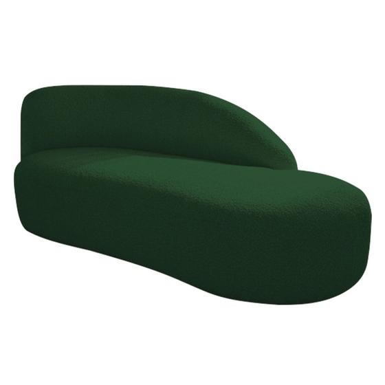 Imagem de Divã Recamier Curvo Luna 140cm Lado Direito Suede Verde