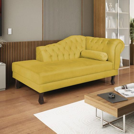 Imagem de Diva Recamier Dora 185cm Lado Esquerdo Suede Amarelo