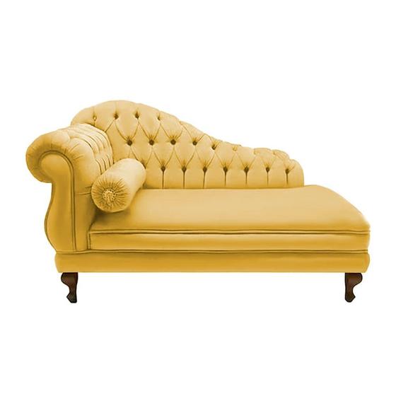 Imagem de Divã Recamier Namoradeira Larissa 150cm Suede Amarelo - LM DECOR