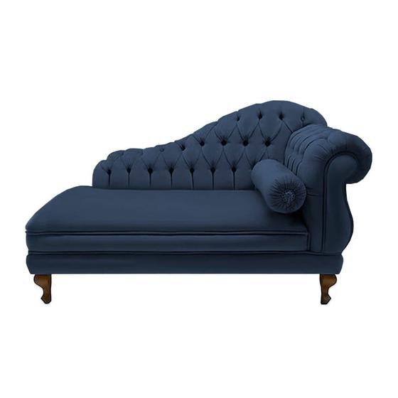 Imagem de Divã Recamier Namoradeira Larissa 150cm Suede Azul Marinho - LM DECOR