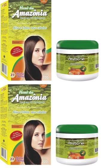 Imagem de Divina Dama Amazonia Chocolate Hene em Po 01x200gr + Creme Branco 01x500gr Incolor