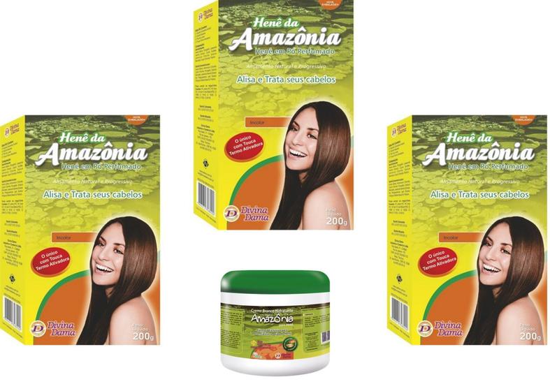 Imagem de Divina Dama Amazonia Incolor Hene em Po 01x200gr + Creme Branco 01x500gr Incolor