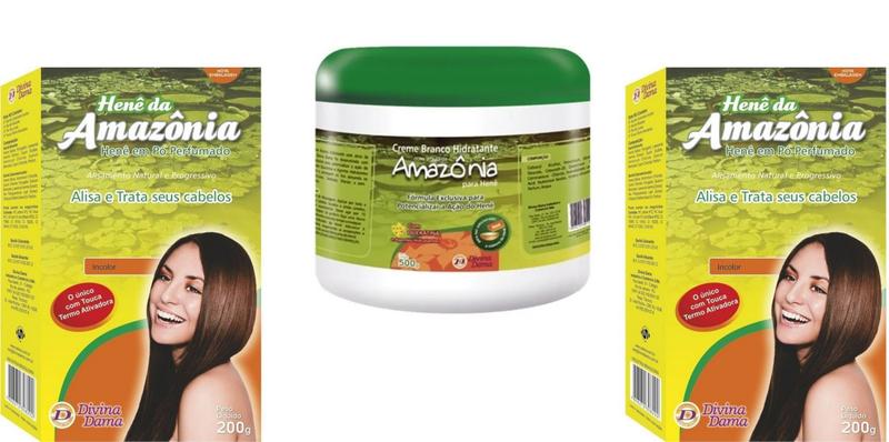 Imagem de Divina Dama Amazonia Incolor Hene em Po 02x200gr + Creme Branco 500gr Incolor