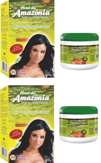 Imagem de Divina Dama Amazonia Preto Azulado Hene em Po 02x200gr + Creme Branco 02x500gr Incolor