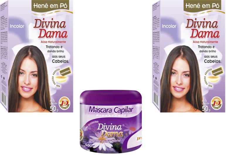 Imagem de Divina Dama Incolor Hene Em Po 02x50gr+mascara 500gr incolor - DIVINA DAMA JABORANDI