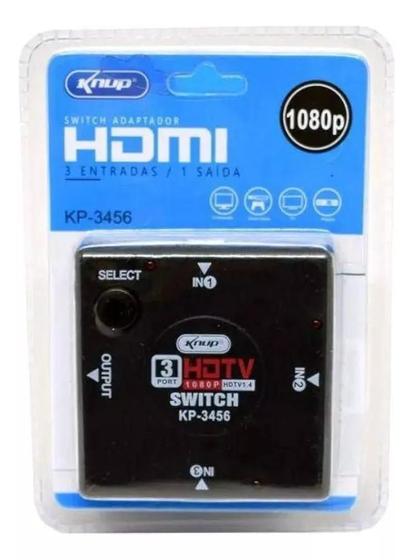 Imagem de Divisor De Sinal Hdmi Com Switch 3X1 Áudio E Vídeo Uhd 1080