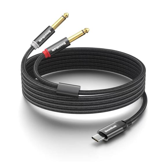Imagem de Divisor estéreo USB-C para cabo duplo de 6,35 mm e 1/4 polegada Y Smithok