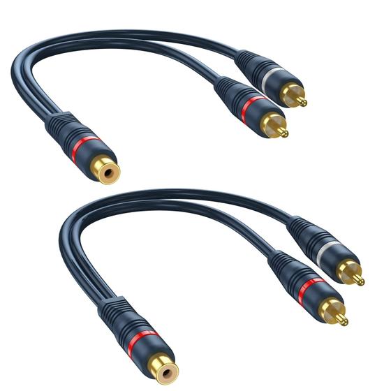 Imagem de Divisor RCA dTeedck - 1 Fêmea para 2 Machos (Pacote com 2) - Azul Escuro