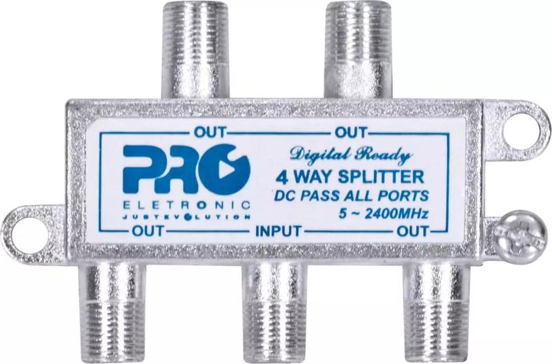 Imagem de Divisor Satelite 1 Entrada e 4 Saidas - 5~2400 MHZ (VHF / UHV/SATELITE) com Passagem DC PQDV-2024B