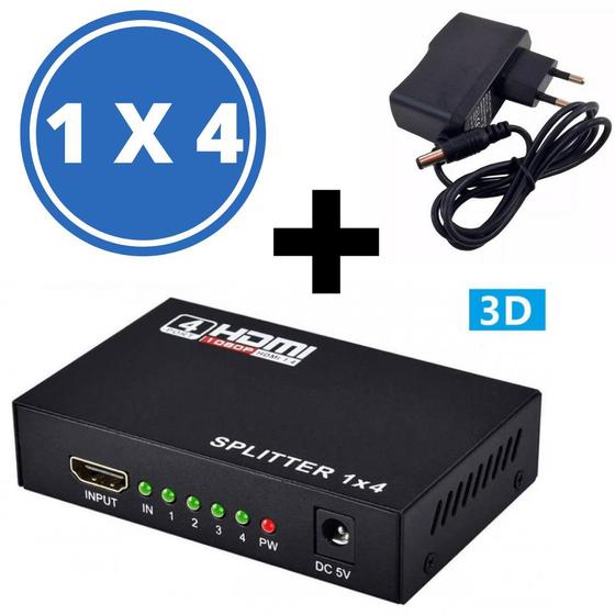 Imagem de Divisor Splitter HDMI 1 Entrada x 4 Saídas 1.4 CHSL005 COM FONTE