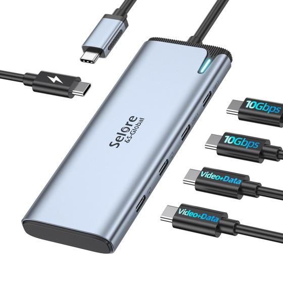 Imagem de Divisor USB C Selore & S-Global 4K/60 Hz DP Alt Mode 5 em 1