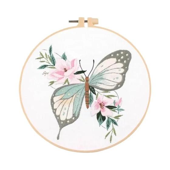 Imagem de DIY Bordados Kits para Iniciantes e Adultos, Carimbado Cross Stitch, Borboleta Pendurada Pintura