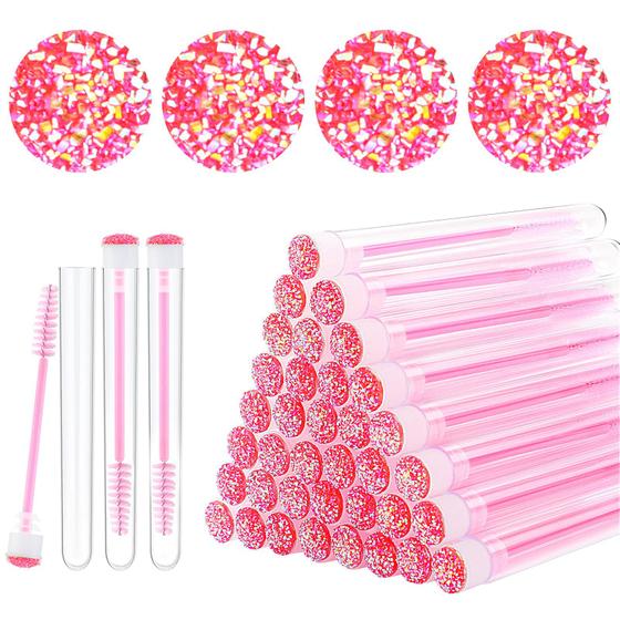 Imagem de Dming 20pcs Pincel de cílios Varinha de laço Ferramenta de maquiagem Cílios Extensão suprimentos Pincel de limpeza Diamante Rímel estrela d rosa