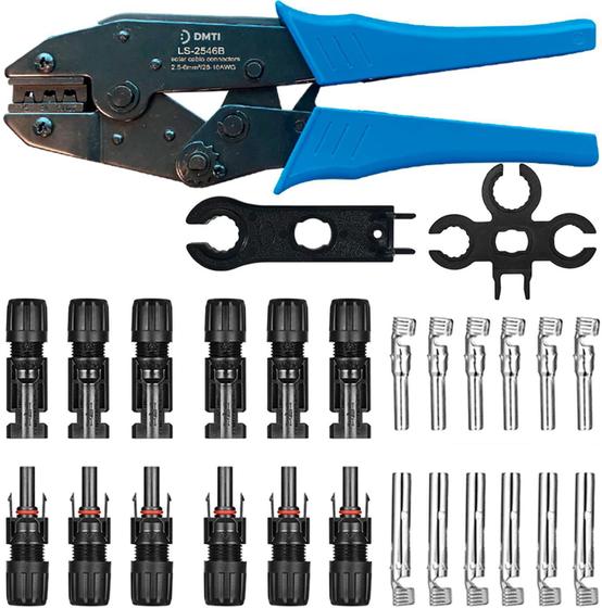 Imagem de Dmti 100X Conector Solar Mc4 30A Alicate Crimpagem E Chaves