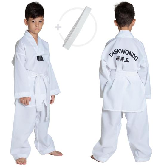 Imagem de Dobok Taekwondo Infantil Kimono Oxford com Faixa Branca 