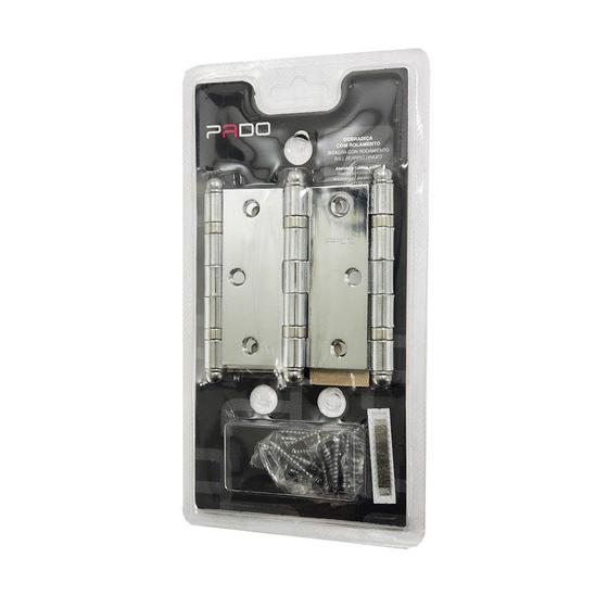 Imagem de Dobradiça Aço Cromado 3" 3530 R ACR Com Rolamento (Blister) Pado