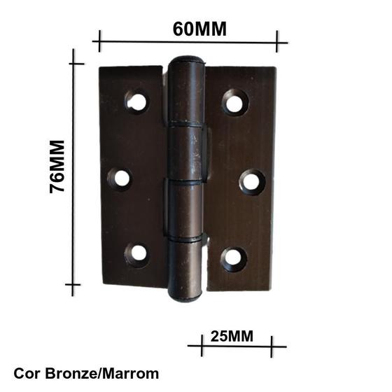 Imagem de Dobradiça De Alumínio Bronze Porta Ou Janela 70X70 Com 3 Pçs