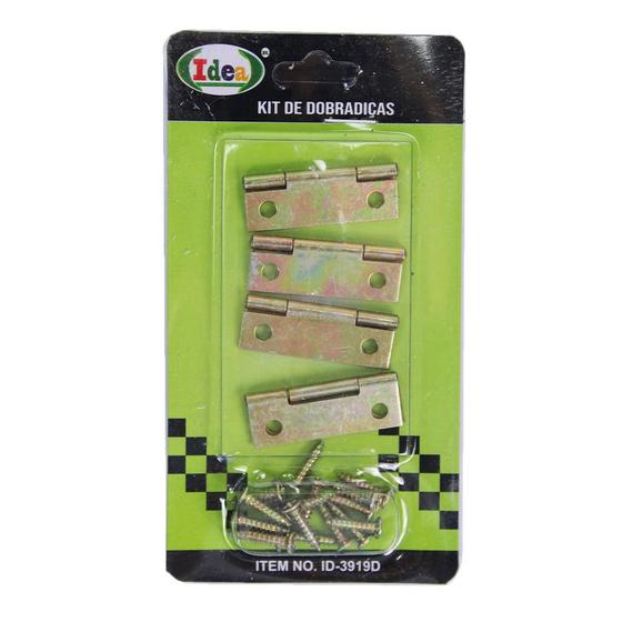 Imagem de Dobradiça P/ Portas Artesanato 3,6x2,3cm Com Parafusos 4 Uni