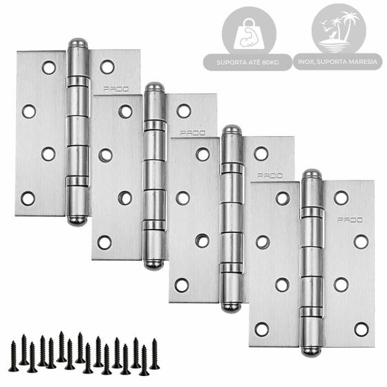 Imagem de Dobradiça para Porta Inox com Rolamento 4030 Pado - Inox Escovado