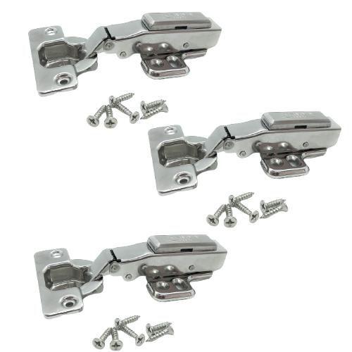Imagem de Dobradiça Reta Inox  Amortecedor Click Móveis 03 Peças