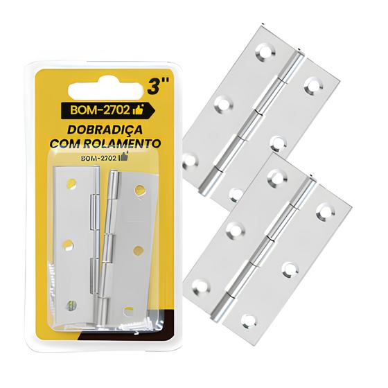 Imagem de Dobradiças com Rolamento 65mm x 37mm Aço Inoxidável Resistentes e Duráveis BOM2702