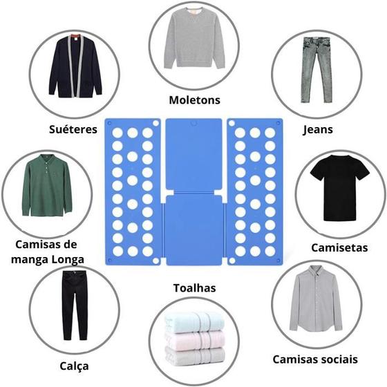 Imagem de Dobrador De Camisetas Dobra Fácil Rápido Roupas Camisas Molde Organizador Guarda Roupa