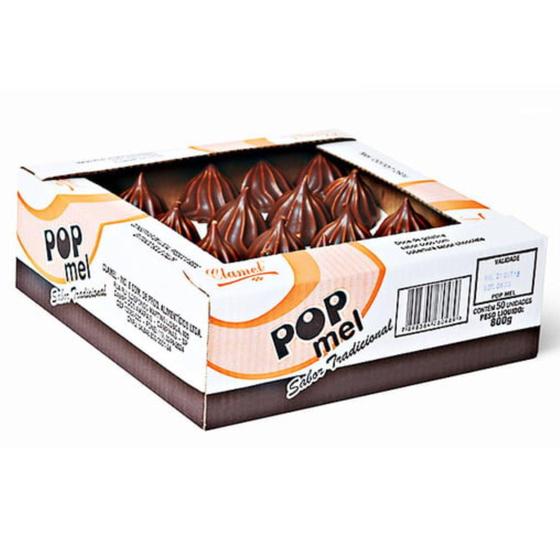 Imagem de Doce Bomboca Maria Mole Coberta Com Chocolate Pop Mel Clamel Caixa 50un - 800g
