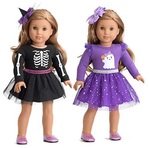 Imagem de doce dolly boneca roupas set, sapatos de boneca &acessórios incluídos, 18 polegadas boneca Halloween fantasia festa vestido para americano 18 polegadas menina boneca