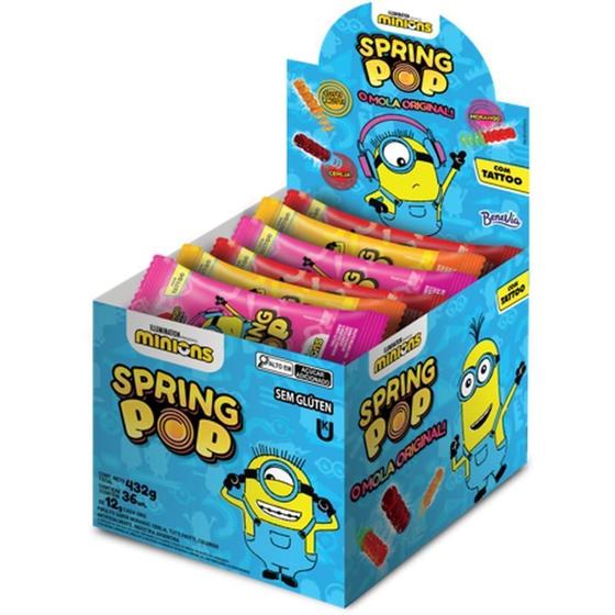 Imagem de Doce Spring Pop Minions C/Tatoo Sort 36Unid - Booka Candy