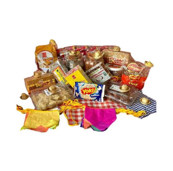 Imagem de Doces para festa junina + Bandeirinha - Kit P/ 15 pessoas