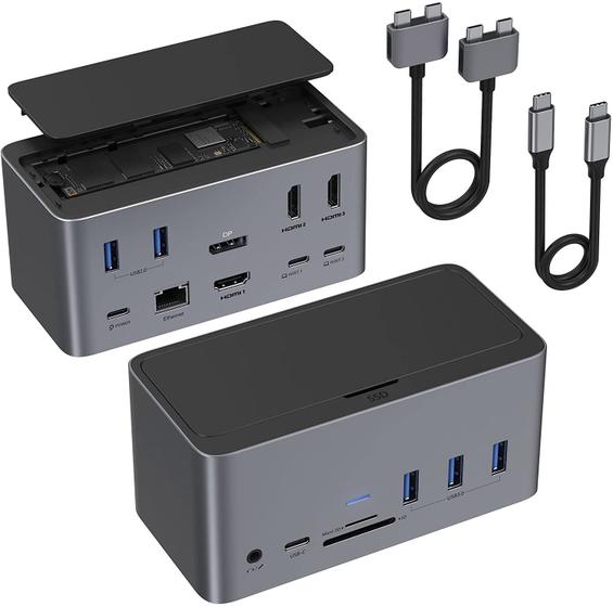 Dock Station 18x1 Hub Cabletime SSD M.2 Usb C Hdmi 4k 60hz Menor preço em Dock Station 18x1 Hub Cabletime SSD M.2 Usb C Hdmi 4k 60hz