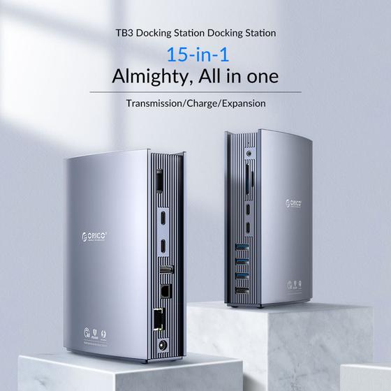 Imagem de Dock Station ORICO 15 em 1 de Alumínio Thunderbolt 3 - TB3-S3