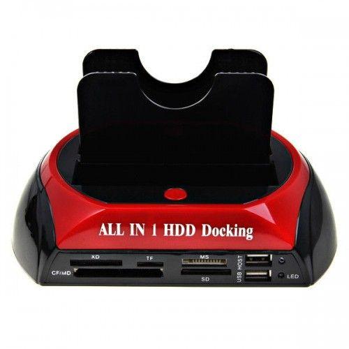 Dock Station Usb 2 Hd Case 2.5/3.5 Sata Com Leitor De Cartao - Interface Usb Imagem de Dock Station Usb 2 Hd Case 2.5/3.5 Sata Com Leitor De Cartao
