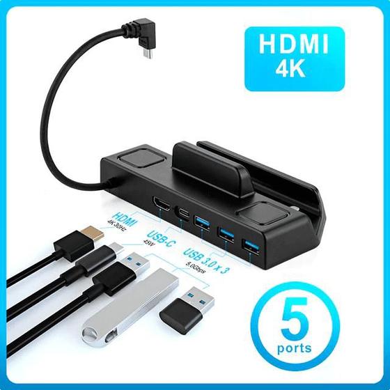 Imagem de Dock TV para Steam Deck Stand Hdmi 4K 30hz USB-C USB 5 em 1