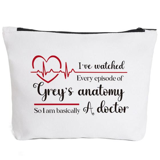 Imagem de Doctor Gifts, Funny Doctor Makeup Bag, Grey's Anatomy Gifts Inspired Makeup Bag for Women Homens - Eu assisti a todos os episódios de Grey's Anatomy, então eu sou basicamente um médico