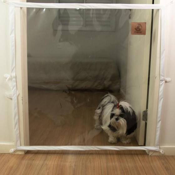 Imagem de Dog Door Mabuu  Tela de Proteção para Portas - 80 cm x 90 cm - Branco