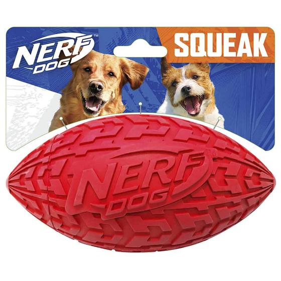 Imagem de Dog Toy Nerf Dog Tire Football com Squeaker Red Interactive