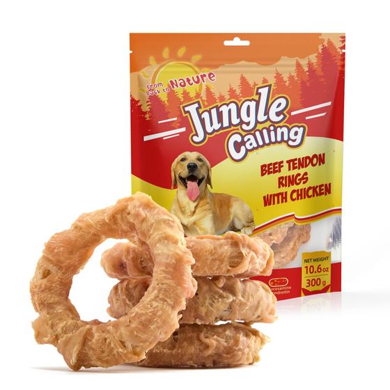 Imagem de Dog Treats Jungle Calling Beef Tendons com frango para adultos 