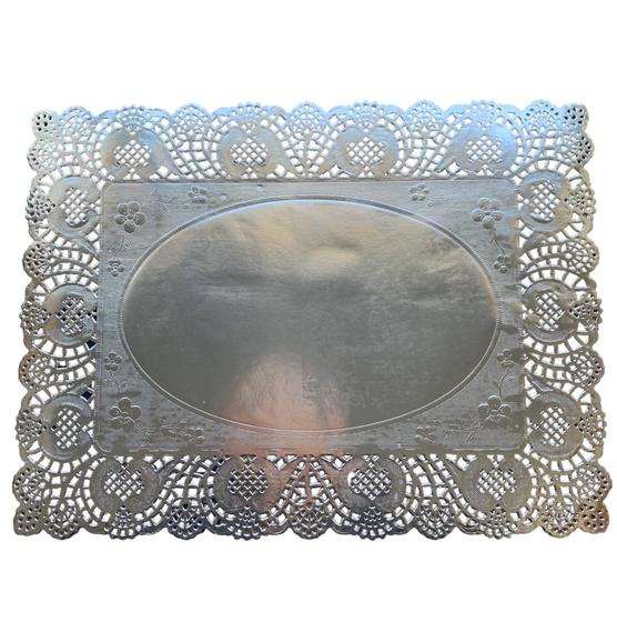 Imagem de Doilies Retangular Prata Toalha Rendada  25x35 20 un