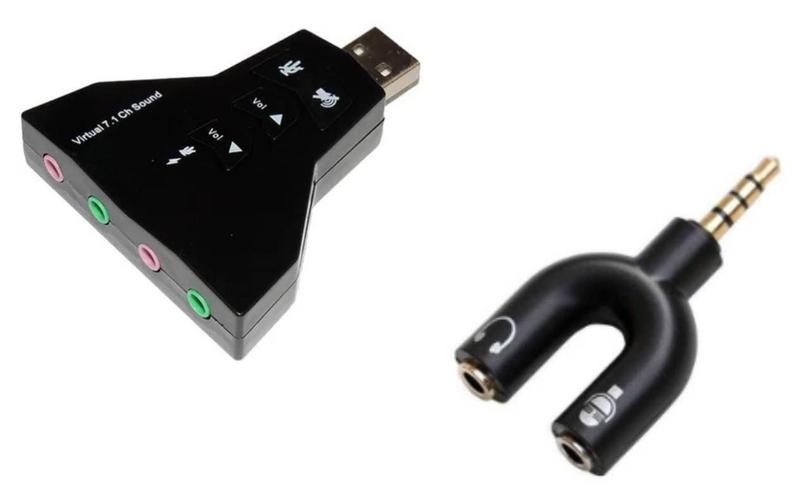 Imagem de Dois Adaptadores De Fones 2Xp2  Um P3 / P2 E Um P3 / Usb